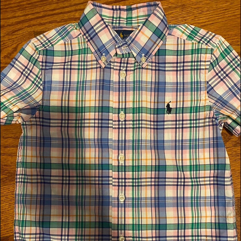 Short Sleeve Plaid Polo Shirt